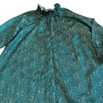 FRNCH Gally Dress Green Metallic Long Sleeve Loose Fit Button Neck Size Medium Photo 5