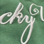 Sunday Retreat women’s large pullover green embroidered Lucky You sweatshirt Photo 7