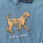 Life is Good Women’s Large  Golden Retriever Dog Crusher Tee Blue Long Sleeve NWT Photo 1