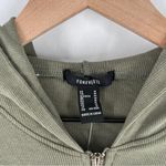 Forever 21  Olive Green Ribbed Women's Zip Front Cropped Hoodie‎ Jacket Size M Photo 1