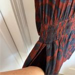 Peruvian Connection  rust brown floral drop smock waist dress size medium. Photo 2