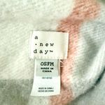 A New Day Wearable Scarf Shawl in Cream Gray Orange Plaid - OS Photo 3