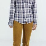 Frank Eileen Shirt Size Medium Blue Plaid Buttonup Long Sleeve Collared Preppy Photo 0