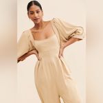 Free People Intimately Lotta Love Romper Beige Boho Puff Sleeve Jumpsuit Medium Photo 13
