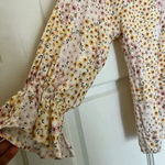 Cotton On Women’s pink yellow Floral High Smocked Neckline Top Blouse Photo 3