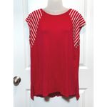 USA Red Striped Sleeve Raglan Tee Shirt Top Womens Medium 4th of July Photo 1