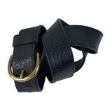*Black Pebbled Leather Belt Unisex Goth Witchy Whimsigoth Biker Moto Gold Buckle Black Photo 0