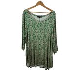 Ellos Curved Hem Tunic Top Size 22/24 Kelly Green Floral Stretch Cottage Boho Size undefined Photo 2