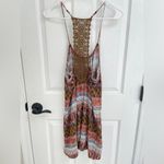 Forever 21  Brown Orange Boho Paisley Patterned Crochet Back Mini Dress Size M Photo 3