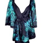 Apostrophe Green and Black Tropical Palm Print Top Large Photo 2