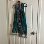 Teal Sleeveless women’s Striped Long Vest Green Size undefined Photo 2