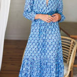 NWT Emerson Fry India Collection Frances in Danube Little Marigolds Dress S Blue Photo 0