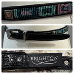 Brighton Black Leather Belt Silver Buckle Aztec Bead Square Design Pink Teal Med Photo 1