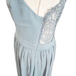 Lulus Lulu’s Everlasting Beauty V-neck Lace Back Chiffon Maxi Dress Slate Blue Size L Photo 6