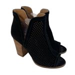 Lucky Brand * Larise Black Suede Leather Ankle Booties Womens US 10 Laser Cut Photo 4