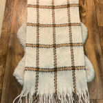 Anne Klein Scarf Fringed Plaid Neutral Cream Tan Black Large Blanket Cozy Soft Photo 0