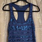 EXPRESS  navy blue sequin striped racerback mini dress, size S Photo 1