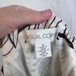 Casual Corner Aline Pleated Skirt 100% Cotton Lined Abstract Boho Size 10 Soft Brown Photo 6