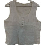 Telluride clothing company 100% linen tank blouse large button White Photo 0