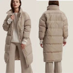 NAP loungewear Oversized Padded Down Puffer Coat in a neutral Sand size medium Tan Photo 10