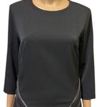 Alberto Makali Black Faux Leather Trim Zipper 3 Quarter Sleeve Dress Womens 6 Photo 1