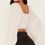 Shyanne  Embroidered Mesh Dot Poet Sleeve Crop Too Photo 1