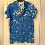 Cotton Citizen  Women’s Blue & White Paint Splatter Short Sleeve Hoodie Size XS Photo 1
