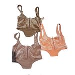 SKIMS Bundle of 3  Size Small Logo Velvet Corset Crop Top Chai Sienna Peach tops Photo 3
