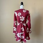 Cupcakes and Cashmere  | Burgundy Floral Long Sleeve Wrap Dress Sz XS Photo 4
