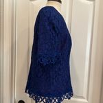 Vintage 80s all over lace short sleeve blouse Blue Size 8 Photo 7
