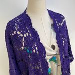 Jessica London Crochet Open Front Cardigan Purple Boho Photo 1