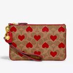 Coach  Red and Brown Heart Wristlet Photo 0