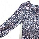 J.Crew  V-Neck Mini Dress Floral Fields Navy Smocked Waist Ruffle Neck Medium Photo 6