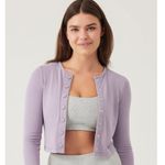 Outdoor Voices  Cozy Rib Cropped‎ Cardigan Earl Grey Lavender New XS Photo 5