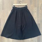 Saks 5th Avenue Vintage Saks Fifth Avenue High Waist A-Line 100% Linen Midi Skirt in Black Large Photo 8