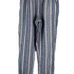 Falls Creek Womens Linen Blend Pull On Pants Small Multicolor Striped Pockets  Photo 0