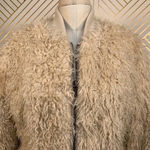 Chaser Faux Fur Lamby Bomber Jacket in Cream Photo 3