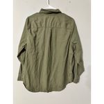 LLBean Olive Green Button Up Utility Shirt Women XL Petite Roll Tab Sleeve Photo 4