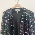 Vintage Rainbow Blazer Women Black Jacket Sequins Party Holiday Retro Lg 80s Art Photo 1