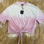 Hudson T-Shirt Women's Small Pale Rosette Short Sleeve Wrap Around Tee Top B62 Photo 1