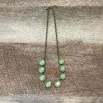 Oval 8 Beaded Rhinestrone Chain Statement Necklace Green Gold Tone‎ Photo 3