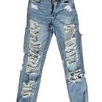 American Eagle Size 00 Regular Outfitters Distressed Light Wash Mom Jeans Photo 0