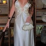 ZARA  dress midi maxi ivory satin tied slip evening summer wedding party Photo 6