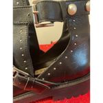 ZARA  Women's Black Pearl Buckle Motorcycle Faux Leather Combat Boot Sz 39 US 8.5 Photo 7