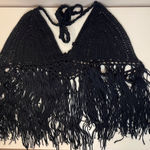 SheIn  Women’s‎  Black Crochet Fringe 60's Hippie Clothes Top Size S Photo 0