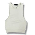 Pretty Little Thing  Ribbed Knit Racer Back Crop Tank Top Cream Medium Photo 11