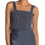 Bobeau NEW NWT Ribbed Marl Tank Navy Blue White Sleeveless Square Neck Top Small Photo 0