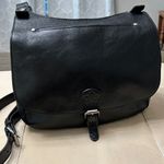Patricia Nash ‎ Black Leather London Saddle Bag Heritage Crossbody Authentic Photo 1