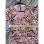 ASOS DESIGN velvet flocked spot mini dress with puff sleeve and belt pink Sz 4 Photo 9