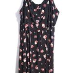 Torrid Polka Dot Floral Print Hi-Low Hem Summer Dress Black Multi Photo 2